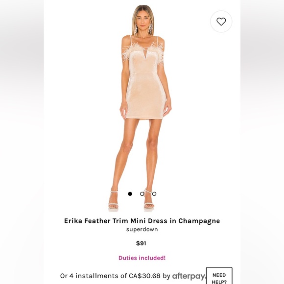 Super down Erika Feather Trim Mini Dress in champagne - Picture 2 of 4